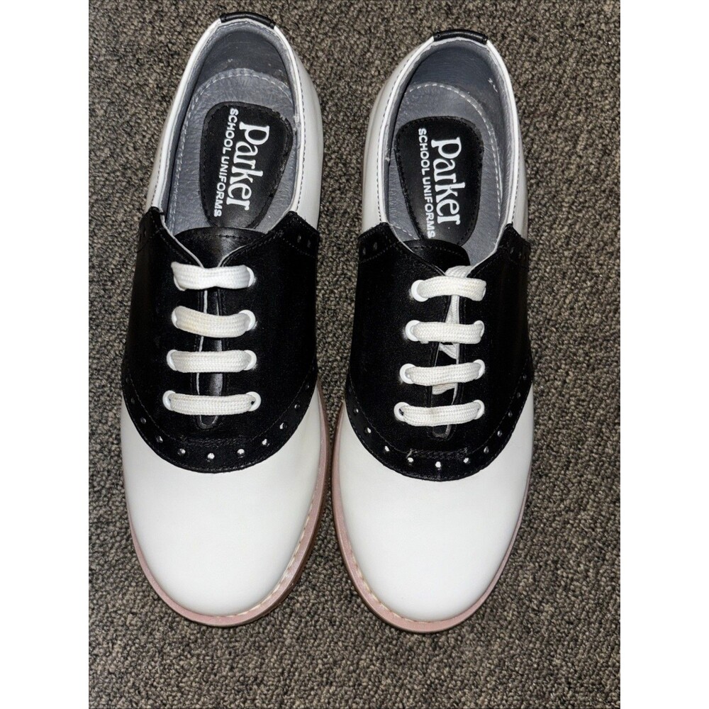 Parker School Issue Varsity White/Black Leather Saddle Oxford Shoe YOUTH 5.5W
